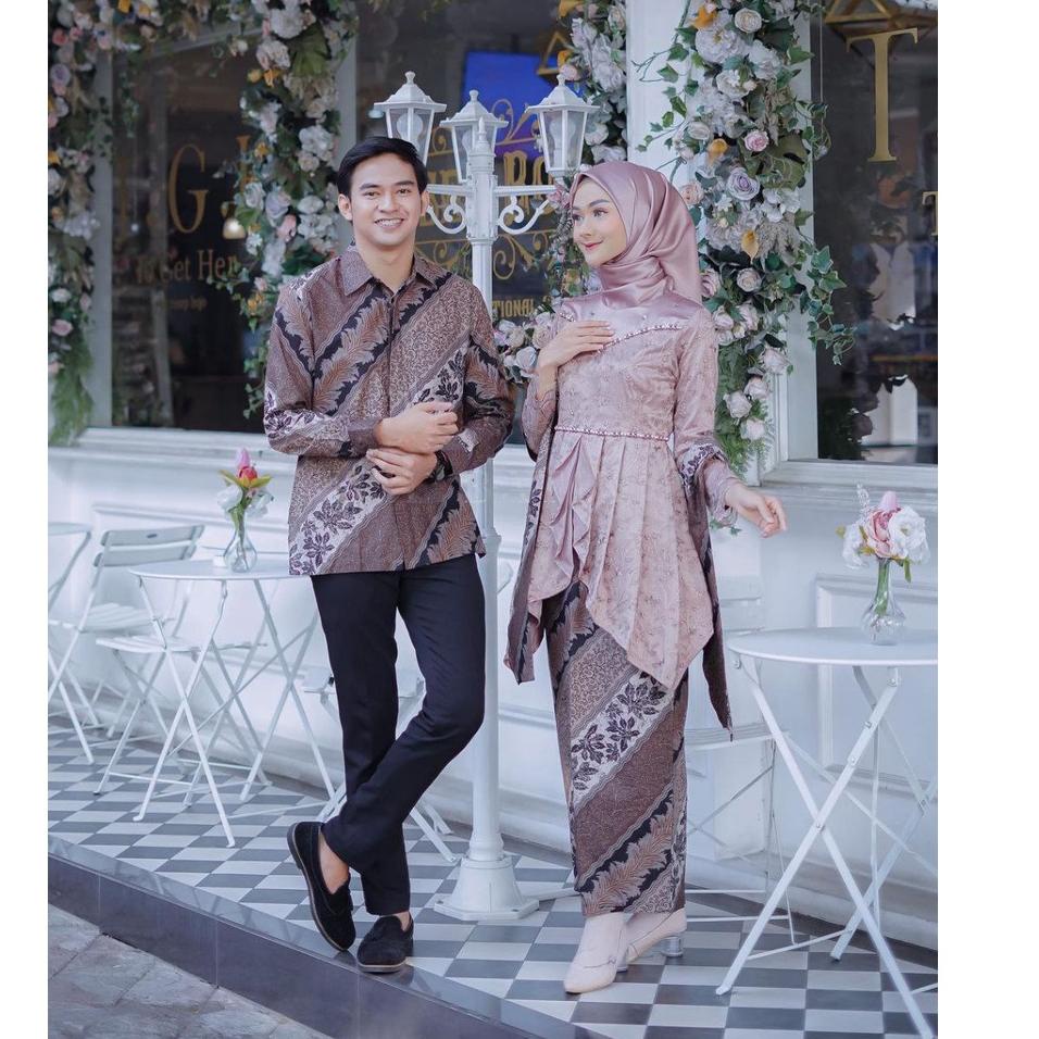 Terpercaya Baju Couple Batik Kebaya Brokat , Batik Kebaya Lamaran Tunangan Baju Batik Wisuda, Simple