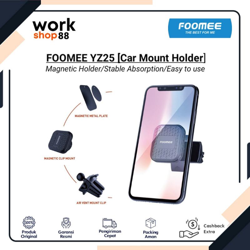 Baru FOOMEE YZ25 Car Mount Holder Strong Magnetic Ventilasi AC Mobil - New Original Garansi Resmi - 