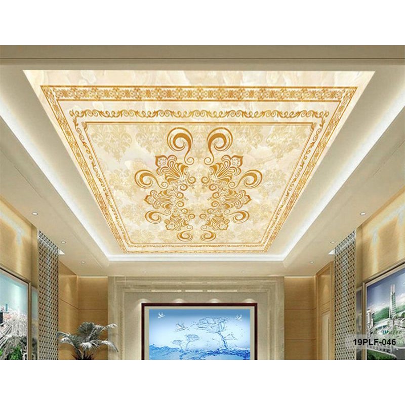 Wallpaper 3D Custom Plafon Batik Emas (19PLF-046)