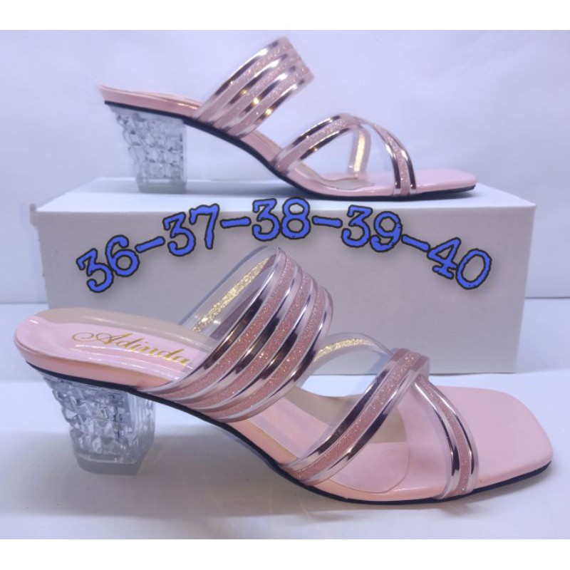 Sandal high heels kaca jelly Berkualitas