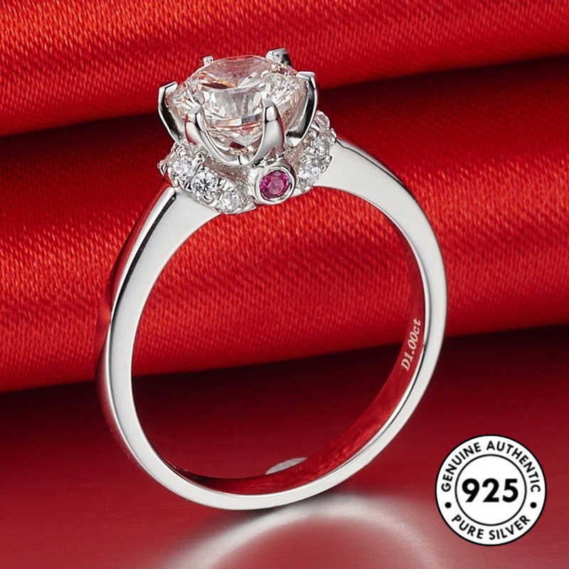 Cincin Berlian Bahan S925 Silver Untuk Wanita