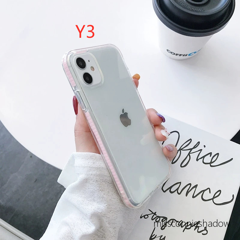 Anti Fall Material Case iPhone 12 11 Pro Max X XR XS Max 6 6S 8 7 Plus SE 2020 Ins Simple Candy Color Frame Transparent Soft Tpu Phone Case