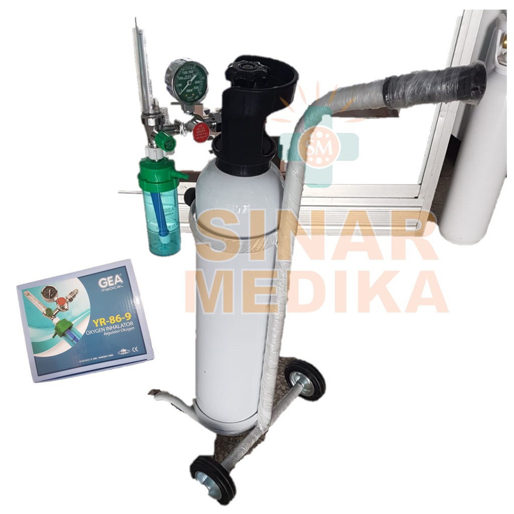 SET TABUNG OKSIGEN REGULATOR TROLI 1 M3 LITER OXYGEN 