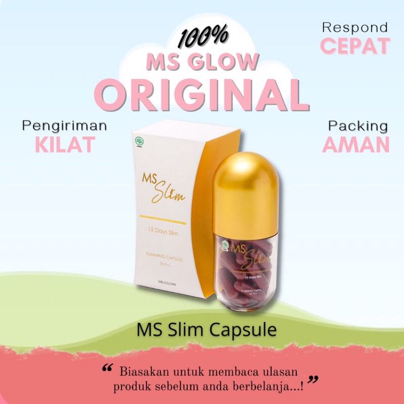 MS GLOW SLIMING CAPSULE/ skincare minuman kesehatan, pelangsing tubuh, menurunkan berat TJ.BL.C.20