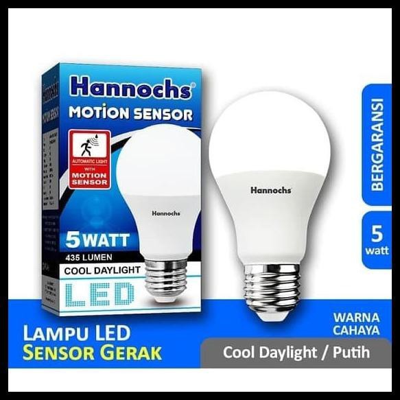 LAMPU LED HANNOCHS 5 WATT SENSOR GERAK BOHLAM LAMPU SENSOR GERAK 5W