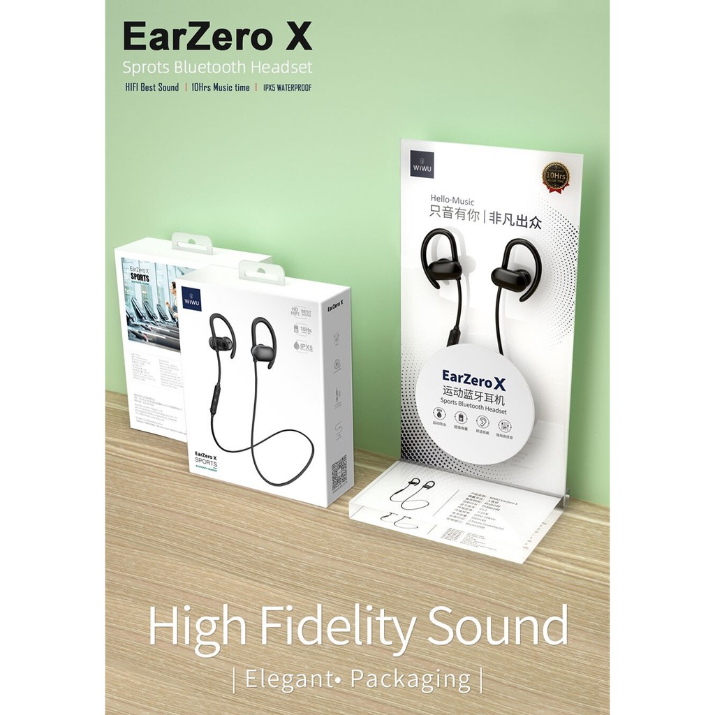 WIWU EarZero X - HiFi IPX5 Sporty Wireless Bluetooth 5.0 Earphone - Earphone Sporty Tahan Air IPX5