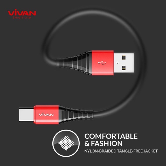 Kabel VIVAN SC30 Type C Fast Charging Kabel Data VIVAN 30CM 2.4A - Garansi Resmi 1 Tahun - SC30