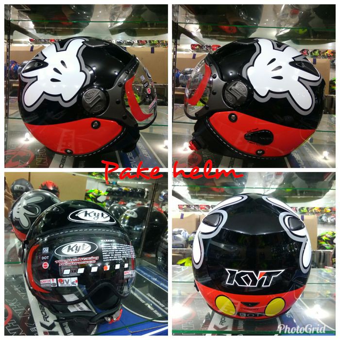 SALE HELM KYT ELSICO RETRO PILOT MICKY HAND BLACK RED