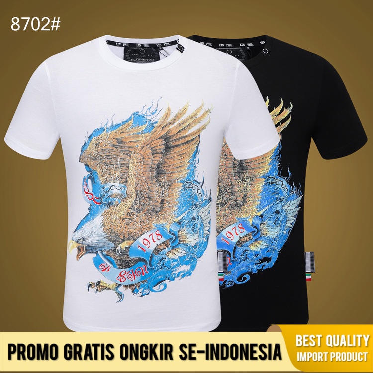 Philip Pulan  Pp Pria Lengan Pendek Berlian Imitasi Printing Butik Kaos Pria Import Premium