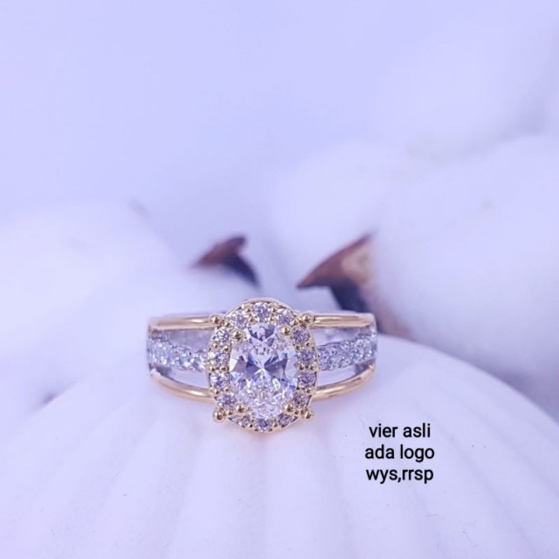 Cincin vier lapis mas 18,22k,ada logo vier didalam cincin ,mata diamond (hidup)kilau,awet,tahan lama