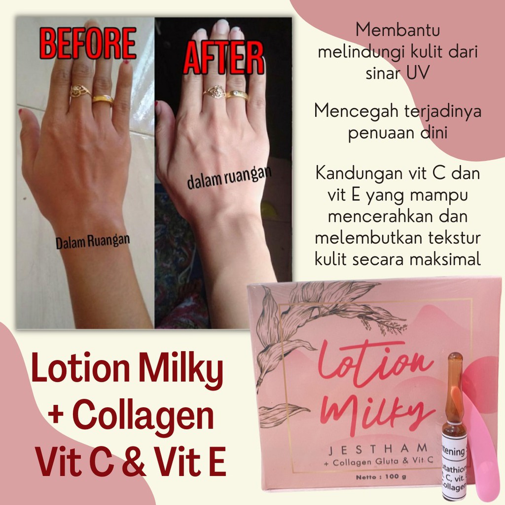 ASLI Lotion Injeksi Milky Jestham + Collagen Gluta & Vit C (Pemutih Badan)