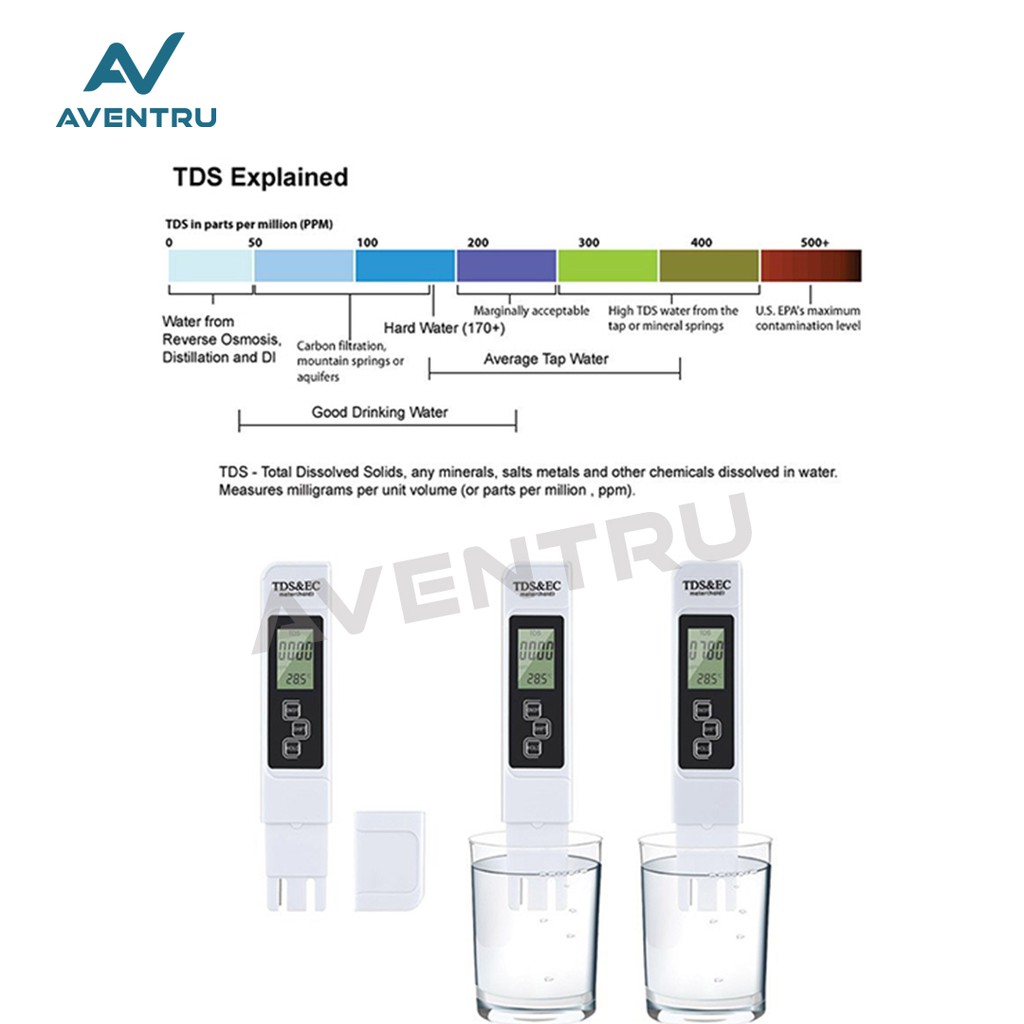 TDS EC Meter Alat Pengukur Kualitas Air Hidroponik TDS &amp; EC Meter Air PH Meter ATC