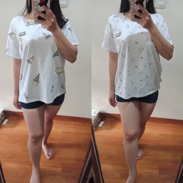 Baju atasan wanita baju bangkok putih motif