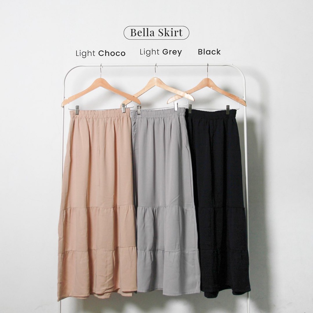 ROK PANJANG WANITA MOTIF POLOS BAWAHAN KANTOR KOREA FASHION MURAH MUSLIM BELLA SKIRT