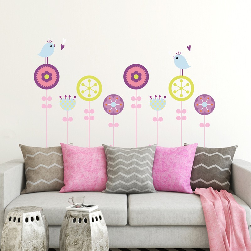 RELIZA WALL STICKER / STIKER DINDING RUMPUT BUNGA BULAT POLKADOT FLOWER JM8177 WALLSTICKER