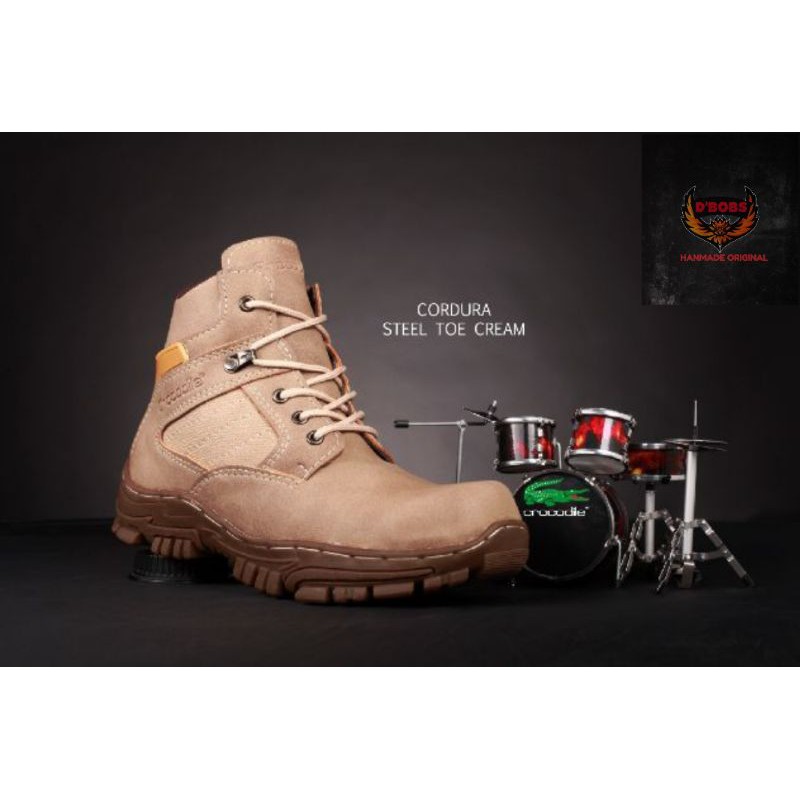 Sepatu Sefty boots pria Crocodile ujung besi 6 inci