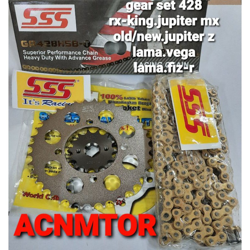 GEAR GIR SET SSS 428  RXKING  FIZ-R  JUPITER MX OLD/NEW  JUPITER Z LAMA-2008  VEGA LAMA/R 428