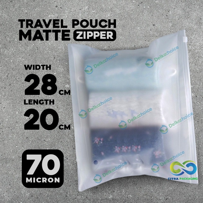 Travel Pouch Organizer - Kantong Plastik Pouch Zipper Bag Transparan / Matte Tebal 28 X 20 LANDSCAPE