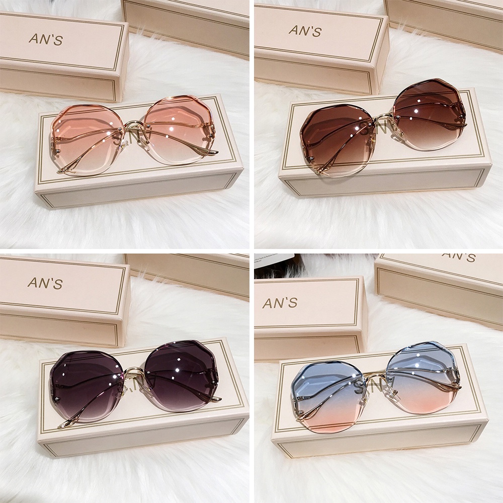 Fashion Women Metal Gradient Frameless Accessories Polygon Sunglasses Simple Glasses