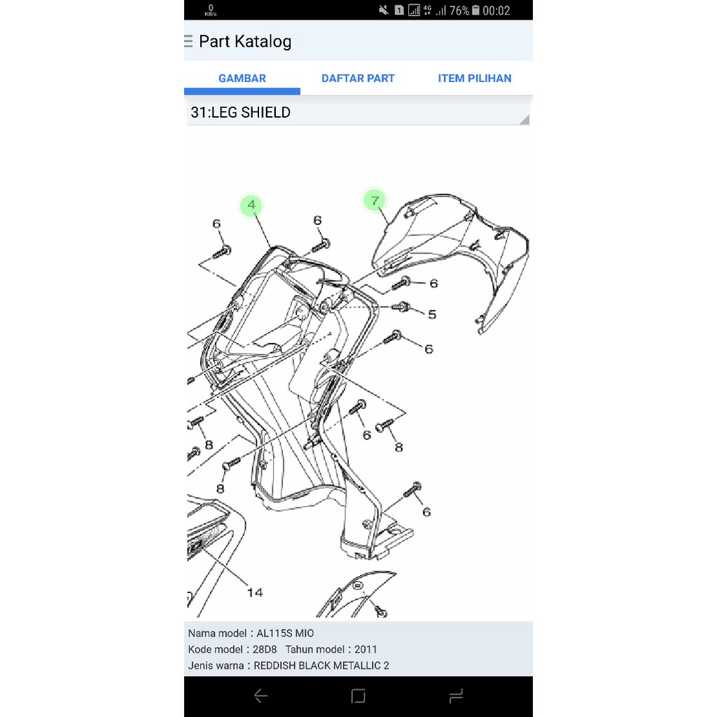 legshield/ leg shield/ lexil/cover/dasbor kontak mio smile ori ygp