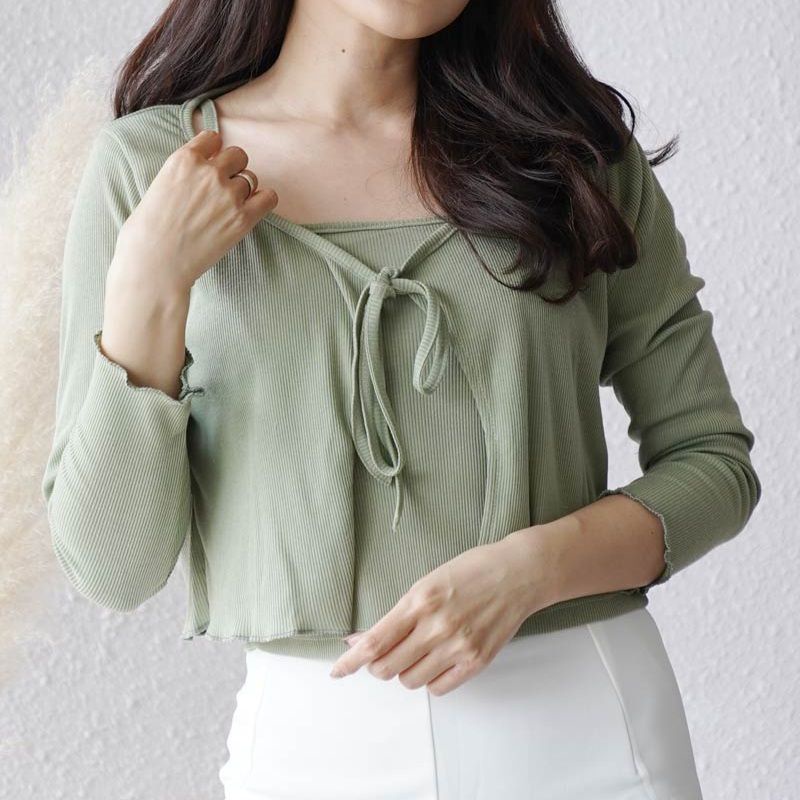 Mytheas | Amie Set Cardigan Knit Crop Top Rajut