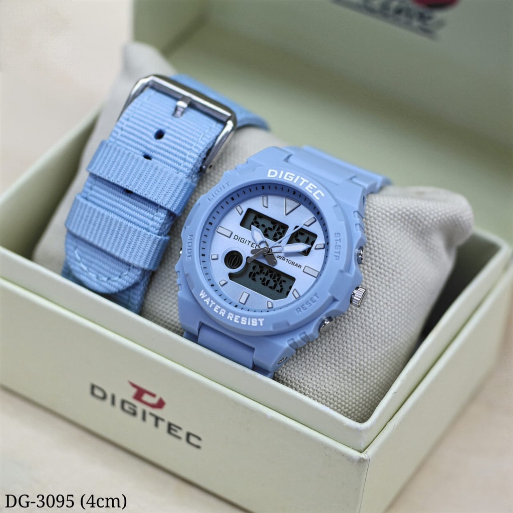 Digitec 3095 Active Jam tangan cewek wanita peach Tali Kanvas Original free tali kanvas jam sporty