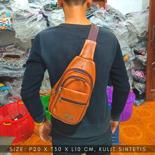 COD TERMURAH Tas Dada Cowok kulit Sintetis Banyak Ruang Tas Pria Fashion Terkini Model Waistbag