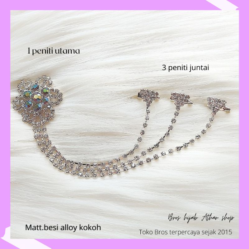 bros bunga rantai juntai bross kebaya/bros jas/brooch hijab import premium/ bros jilbab murah-Bunga 444