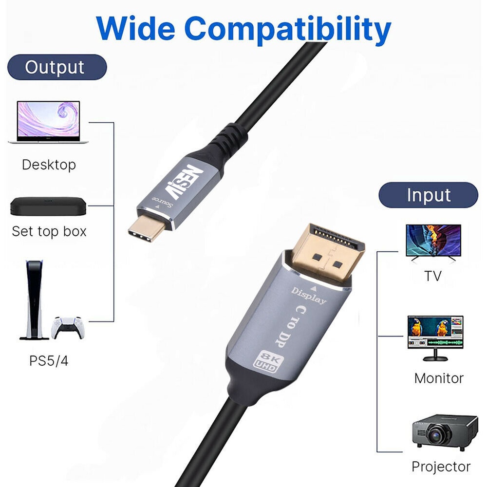 Aisen USB Type C to DP DisplayPort UHD 8K 1.8M High Quality