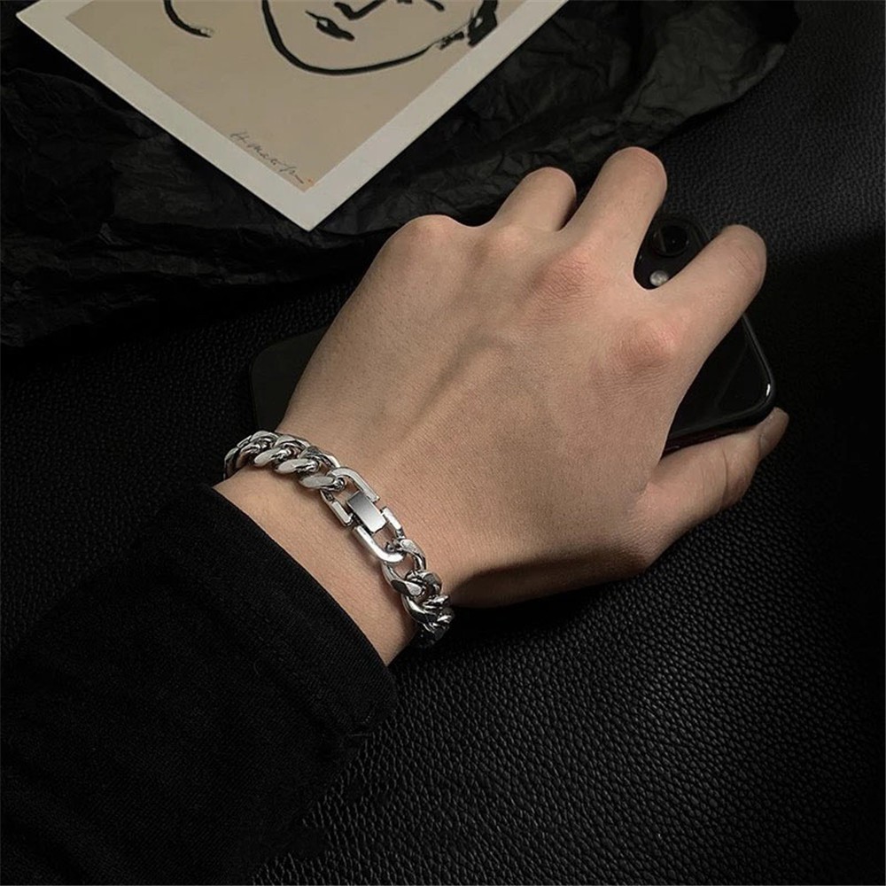 【COD Tangding】Fashion Jewelry Men and Women Titanium Steel Stainless Steel Six Side Grinding Jewelry Buckle Bracelet