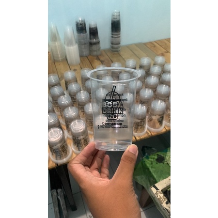 sablon gelas  cup plastik