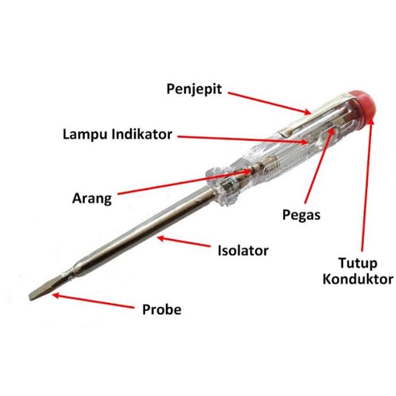 Taster Tegangan Listrik - Obeng Tespen AC DC Transparan