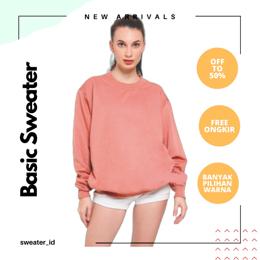 SWEATER_ID Basic Sweater Crewneck Polos Pria Wanita Termurah Gramasi 240