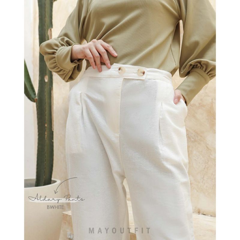 Celana Kulot Linen Highwaist Premium 2240 side button-cullote pants|Celana kulot Wanita