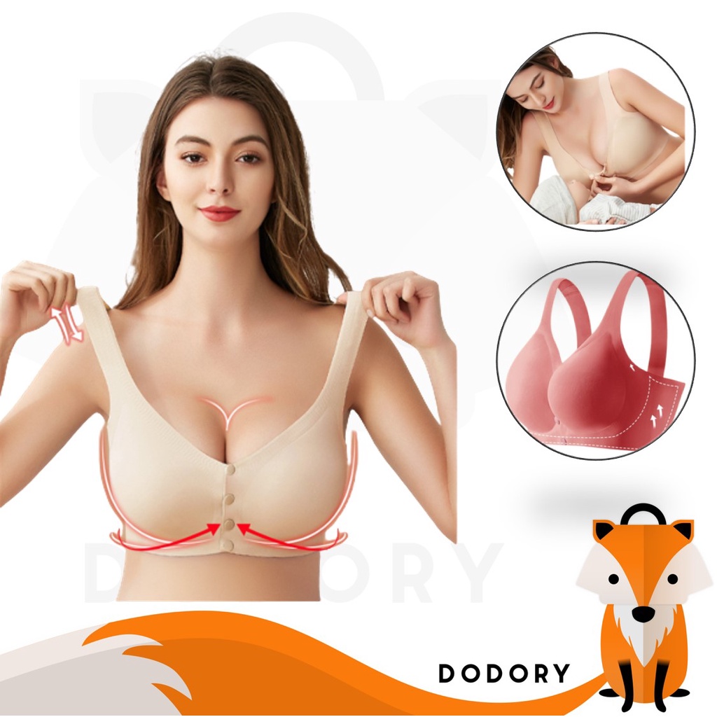 DODORY BRA522 Bra Sport Tanpa Kawat Kancing Depan Bahan Lembut Bra Kehamilan Menyusui Sportbra Olahraga