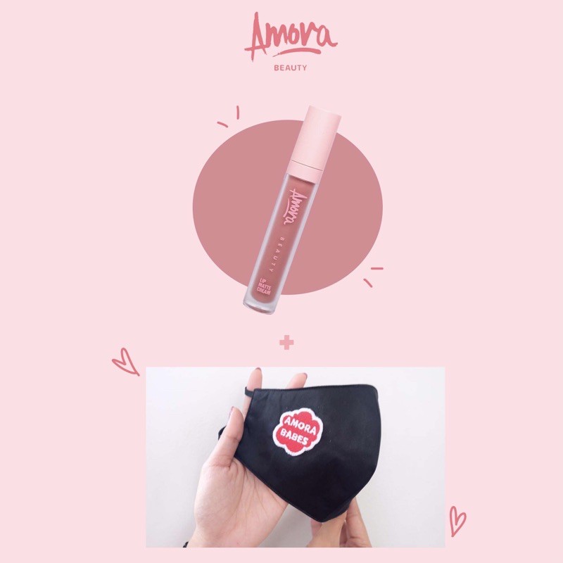 Amora Beauty Lip Matte - Lipstik - Lip Cream - Aumdayu - Masker