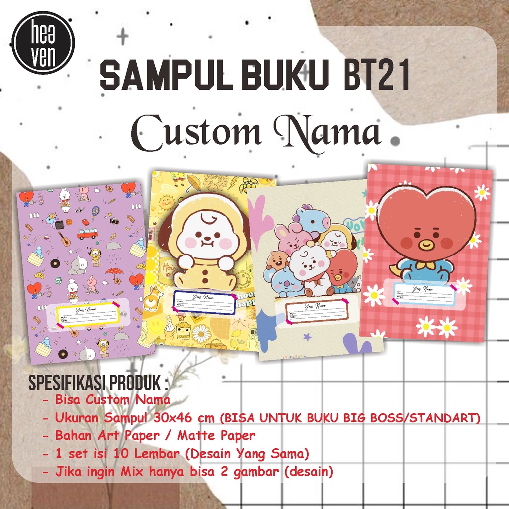 

Sampul Buku Tulis BT21 - Sampul Buku Tulis BTS - CUSTOM nama