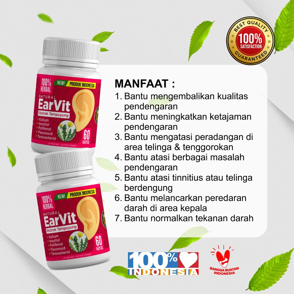 Natural EARVIT Atasi Gangguan Telinga Berdengung Pendengaran Sakit