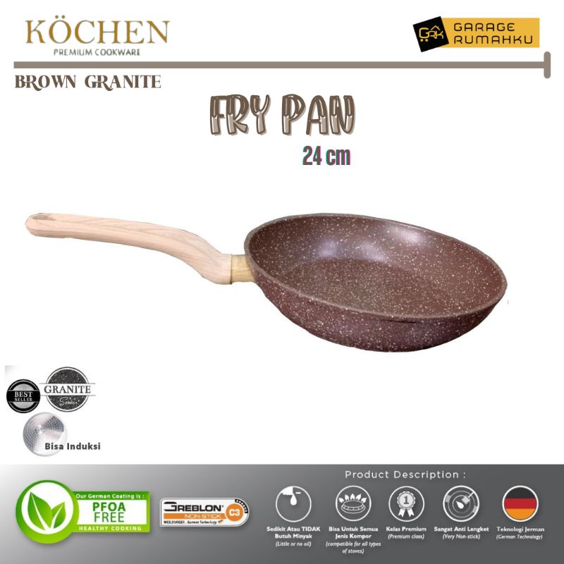 FRYPAN KOCHEN GRANIT PAN GREBLON C3 CAROTE PANCI ANTI LENGKET PANCI GRANIT
