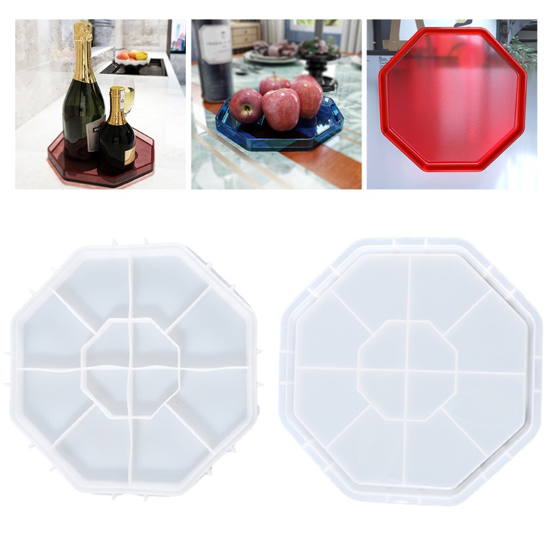 SIY  Octagon Storage Tray Epoxy Resin Mold Dish Plate Casting Silicone Mould DIY Crafts Home Decorations Making Tools