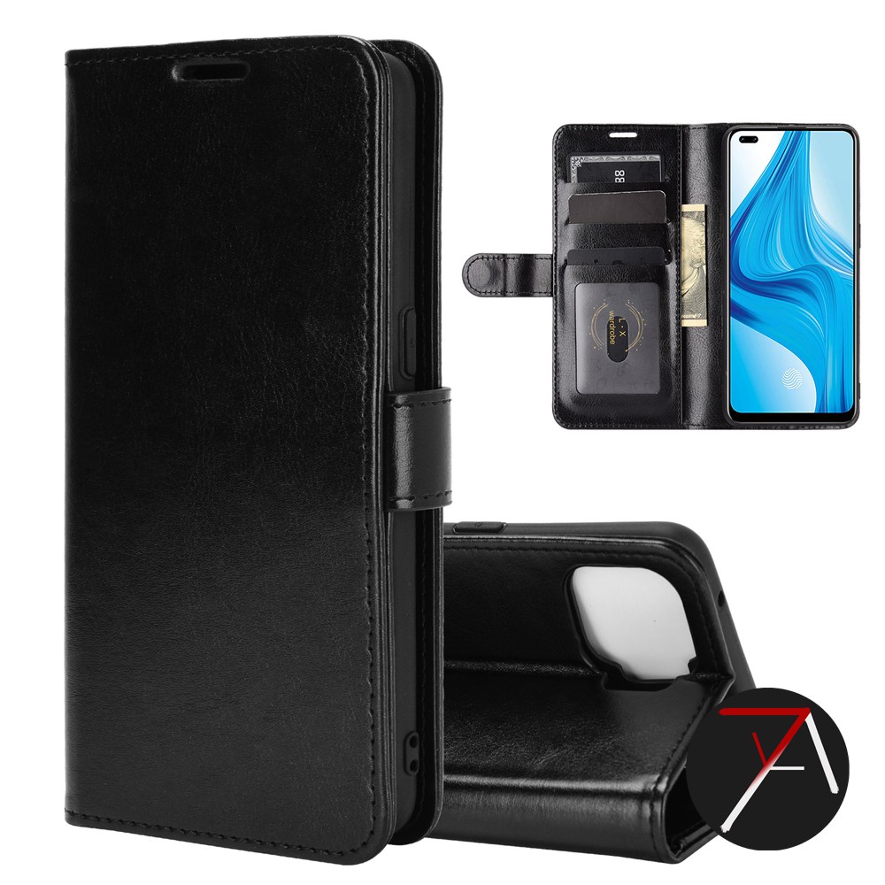 Oppo Reno 4F Reno4F Flip Wallet Dompet Kulit Leather Cover Case Casing Card Kartu