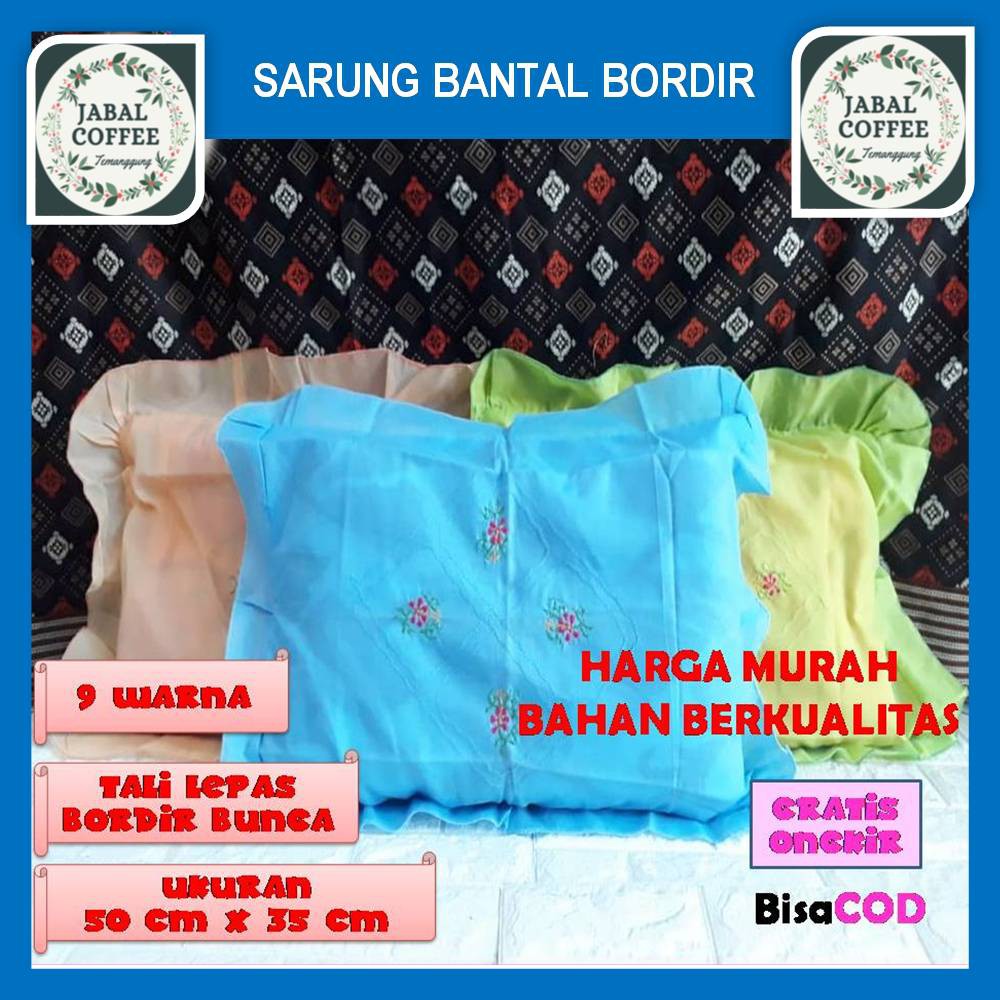 Urung Bantal Guling Kapuk Bordiran / Sarung Bantal Tidur Rumbai Polos Bordir  Ukuran 50 x 35 cm J10