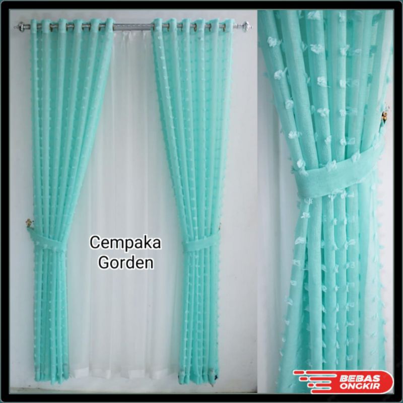 gorden jendela pendek/gorden rumah pintu minimalis terbaru Rubi model smokring 6 gelembung 12 ring