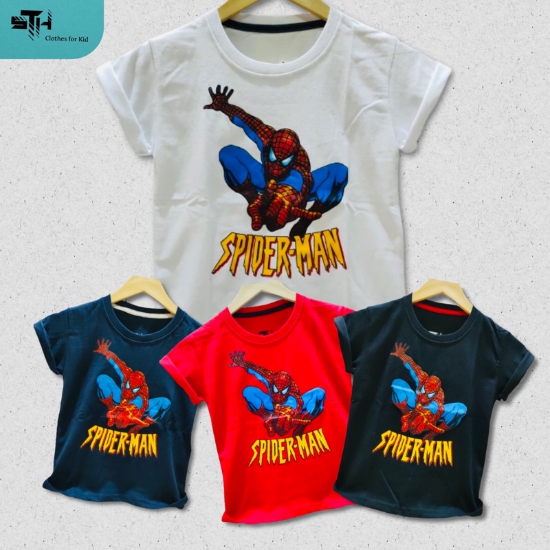 STH 1-10 Tahun [ S / M / L / XL / XXL ] Baju Kaos Anak Laki Laki Cowok PREMIUM DISTRO Bahan Katun Cotton Combed - Spiderman 1