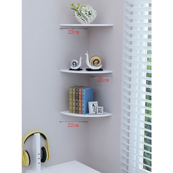 Rak sudut 3 susun Dekorasi dinding interior wall rack furnitur MEGAHOM