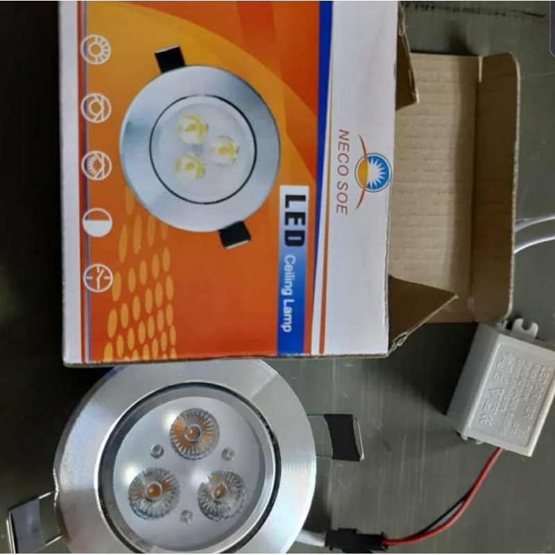 Lampu downlight 3w lampu sorot 3watt 3mata neco soe