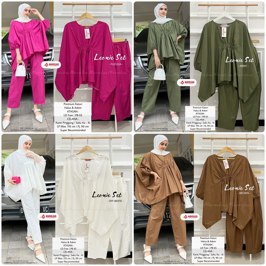 LEONIE SETELAN / 1.7 / BAHAN PREMIUM KATUN / ONESET FREESIZE WANITA / MARVELOUS