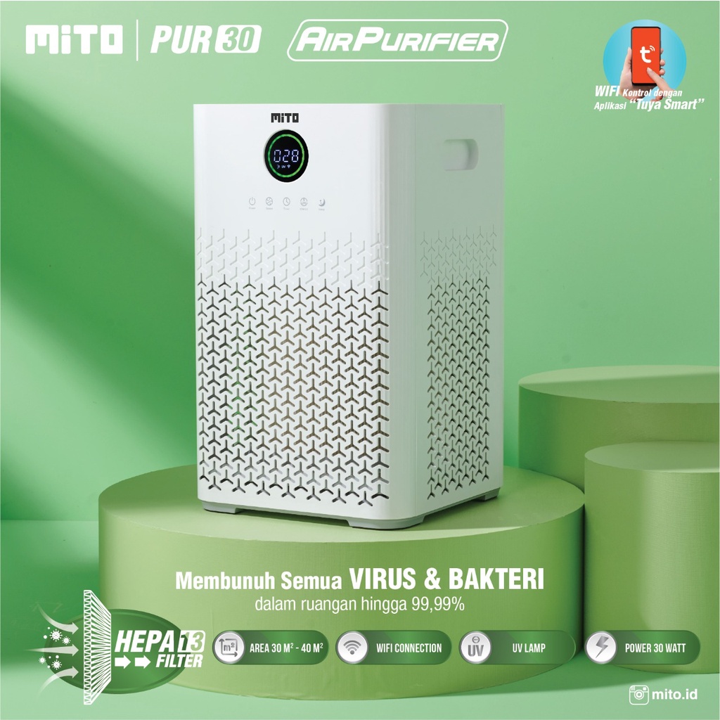 Air Purifier MITO PUR 30 HEPA13 Filter Alat Penyaring Udara Smart