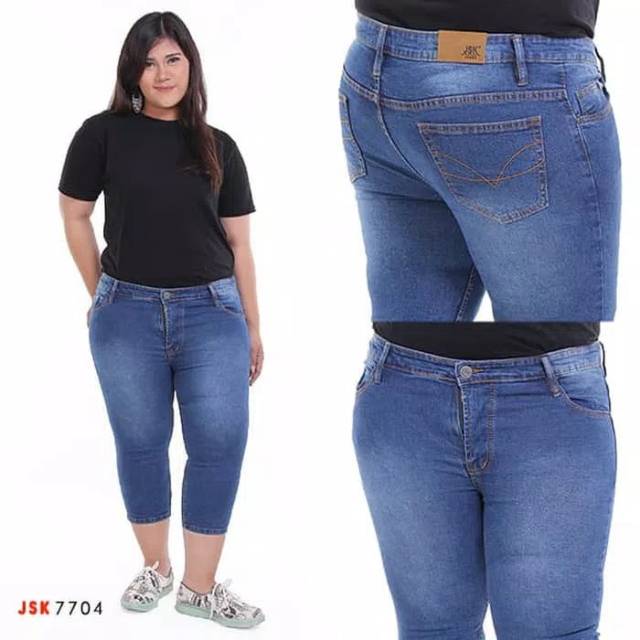 Celana Jumbo Size Big Size Wanita Jeans Celana Pendek Jeans JSK Jeans