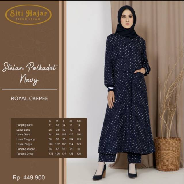 Baju Gamis Wanita Stelan polkadot